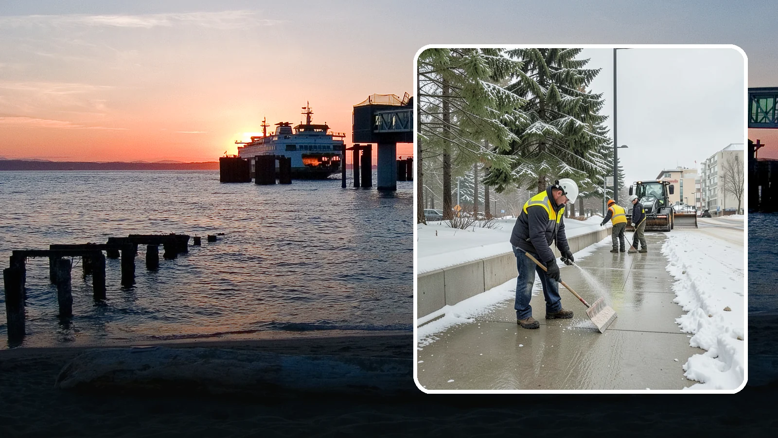 Sidewalk Sanding in Edmonds, Snohomish County, WA - We sand sidewalks for instant traction when temperatures drop too low for deicers to work.