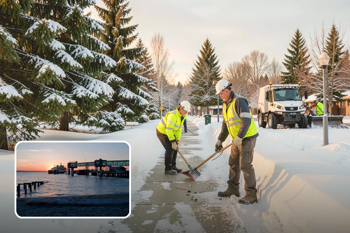Sidewalk Sanding in Edmonds, Snohomish County, WA - Instant traction in extreme cold