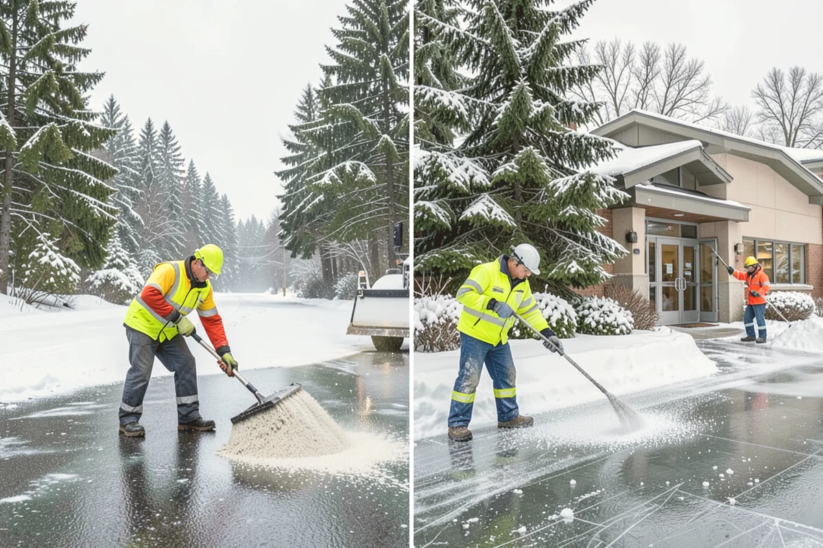 Sidewalk Sanding in Edmonds, Snohomish County, WA - We check pavement temperatures against deicer limits
