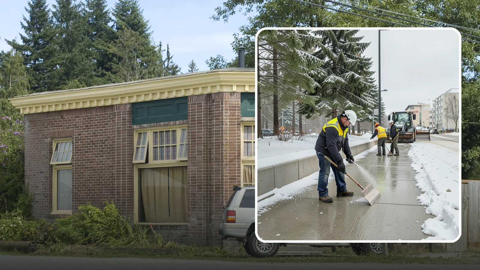 Sidewalk Sanding in Hamilton, Skagit County, WA - We sand sidewalks for instant traction when temperatures drop too low for deicers to work.