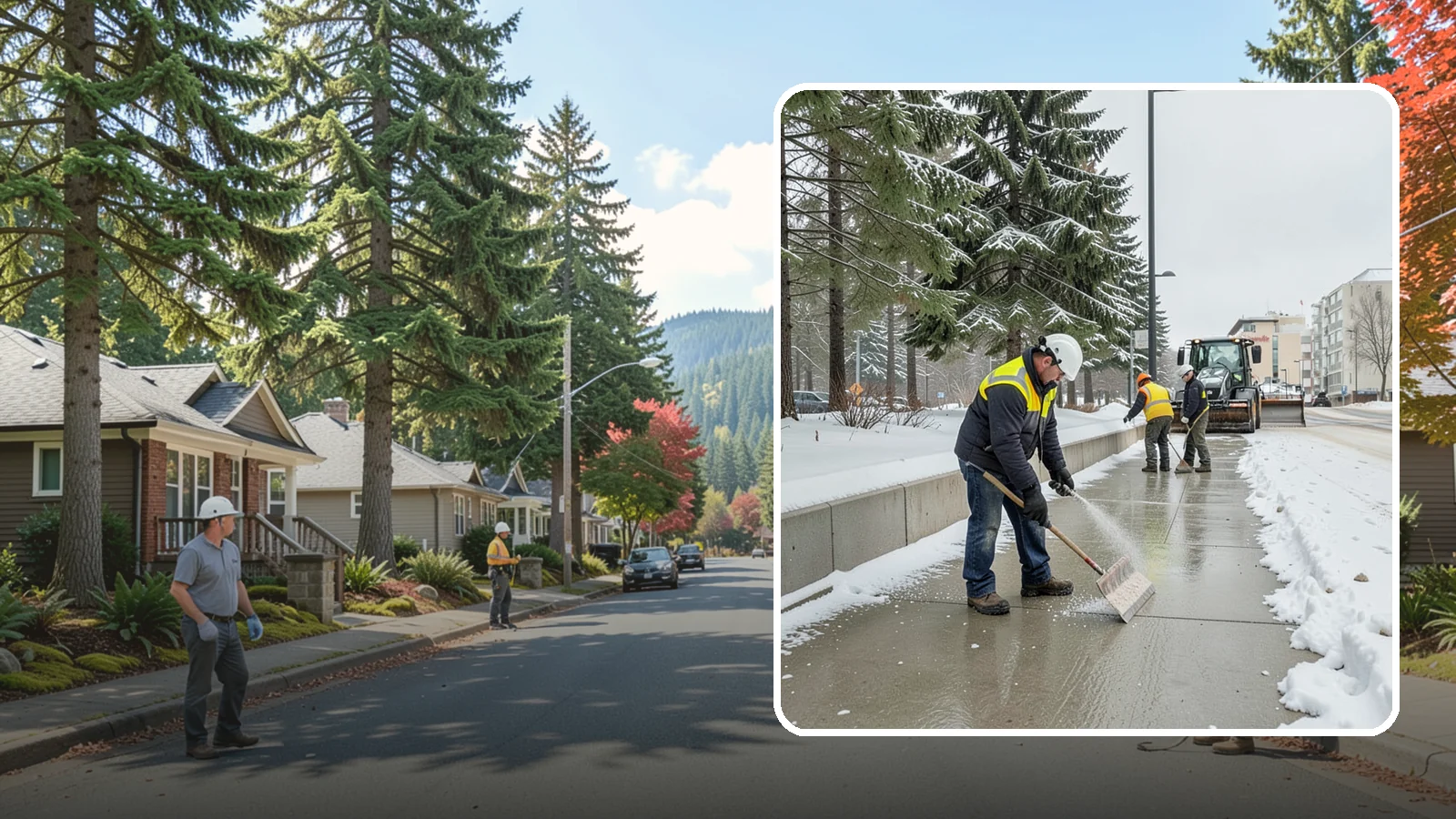 Sidewalk Sanding in Hunts Point, King County, WA - We sand sidewalks for instant traction when temperatures drop too low for deicers to work.