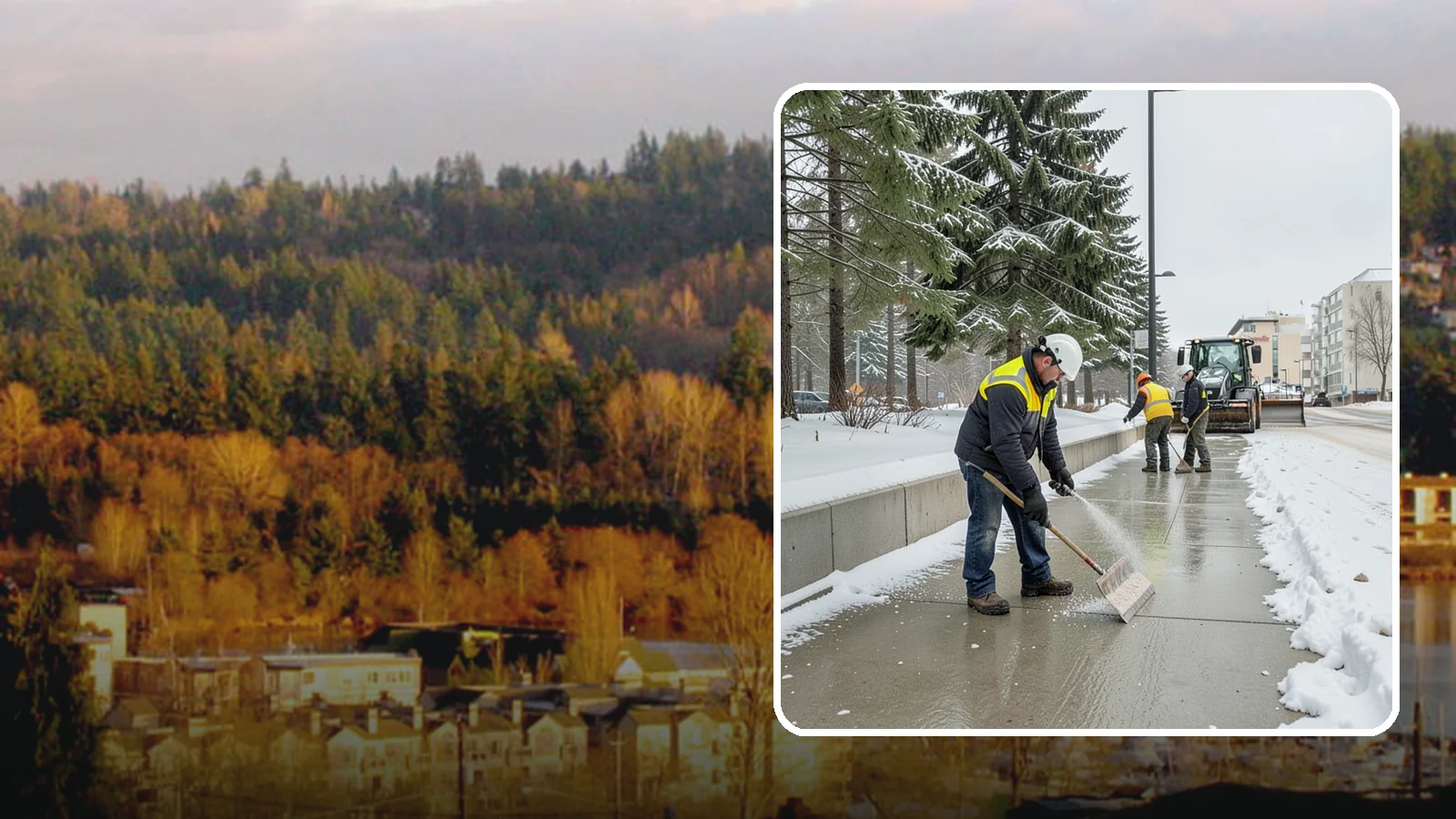 Sidewalk Sanding in Kenmore, King County, WA - We sand sidewalks for instant traction when temperatures drop too low for deicers to work.