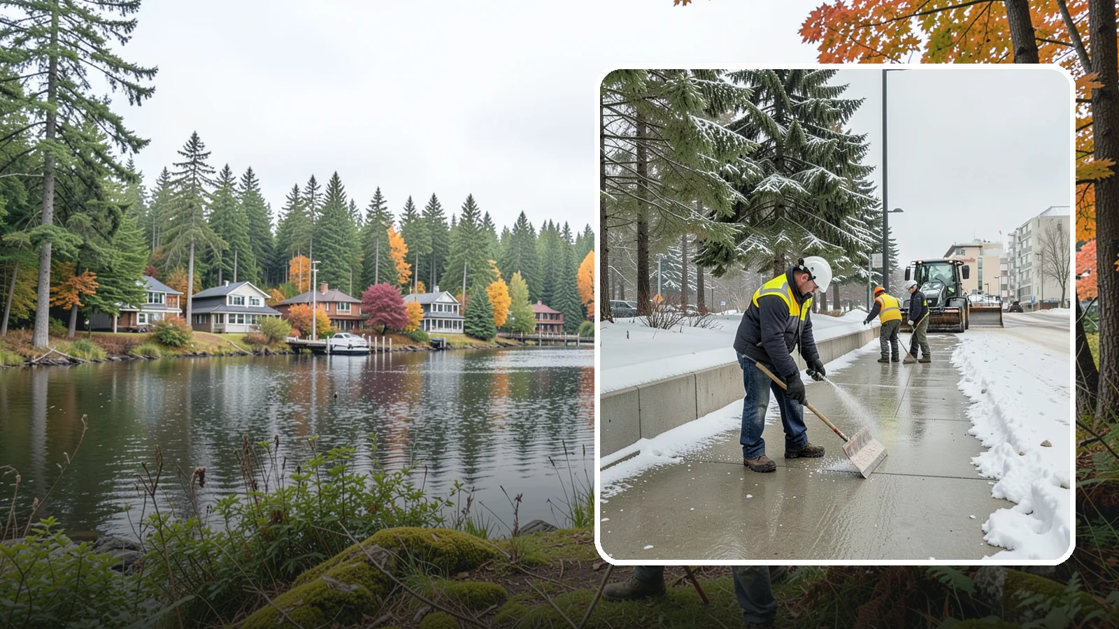 Sidewalk Sanding in La Conner, Skagit County, WA - We sand sidewalks for instant traction when temperatures drop too low for deicers to work.