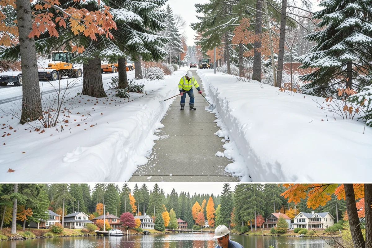 Sidewalk Sanding in La Conner, Skagit County, WA - Sidewalk sanding is most needed during deep-cold snaps in the heart of winter.