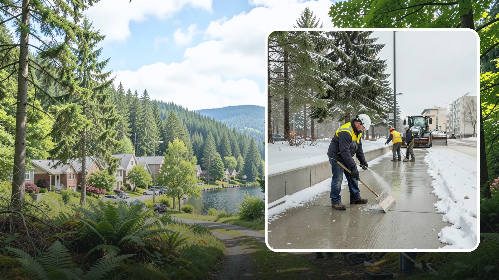 Sidewalk Sanding in Lake Forest Park, King County, WA - We sand sidewalks for instant traction when temperatures drop too low for deicers to work.