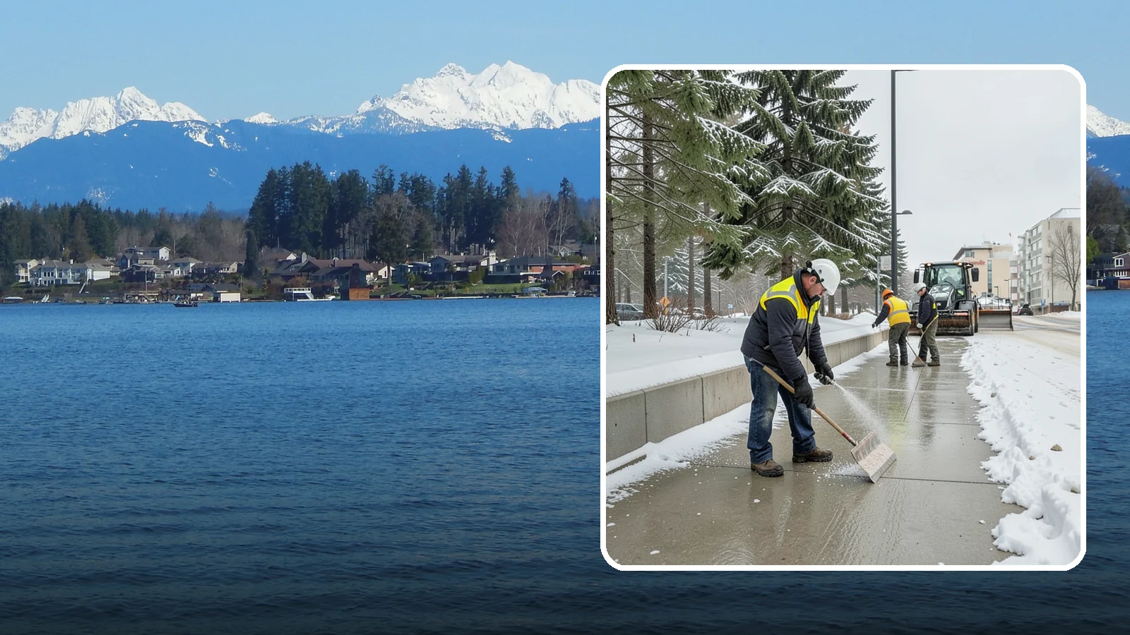Sidewalk Sanding in Lake Stevens, Snohomish County, WA - We sand sidewalks for instant traction when temperatures drop too low for deicers to work.