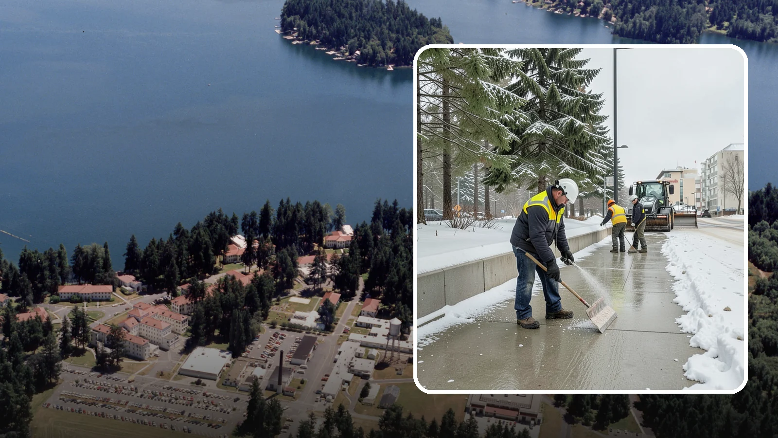 Sidewalk Sanding in Lakewood, Pierce County, WA - We sand sidewalks for instant traction when temperatures drop too low for deicers to work.