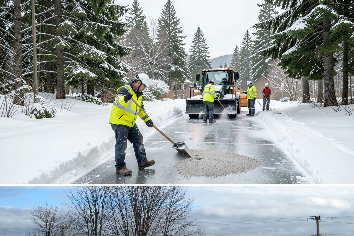 Sidewalk Sanding in Langley, Island County, WA - Sidewalk sanding is most needed during deep-cold snaps in the heart of winter.