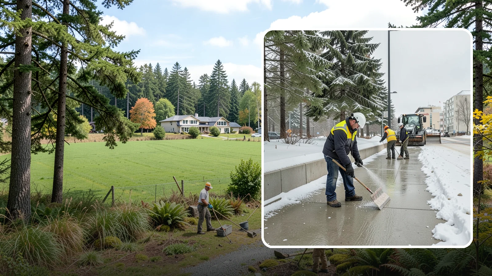 Sidewalk Sanding in Lyman, Skagit County, WA - We sand sidewalks for instant traction when temperatures drop too low for deicers to work.