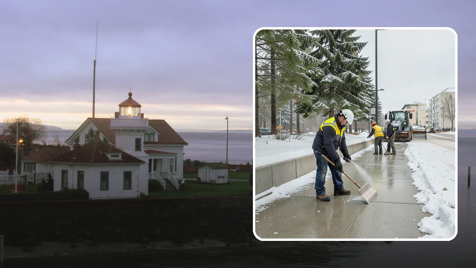 Sidewalk Sanding in Mukilteo, Snohomish County, WA - We sand sidewalks for instant traction when temperatures drop too low for deicers to work.