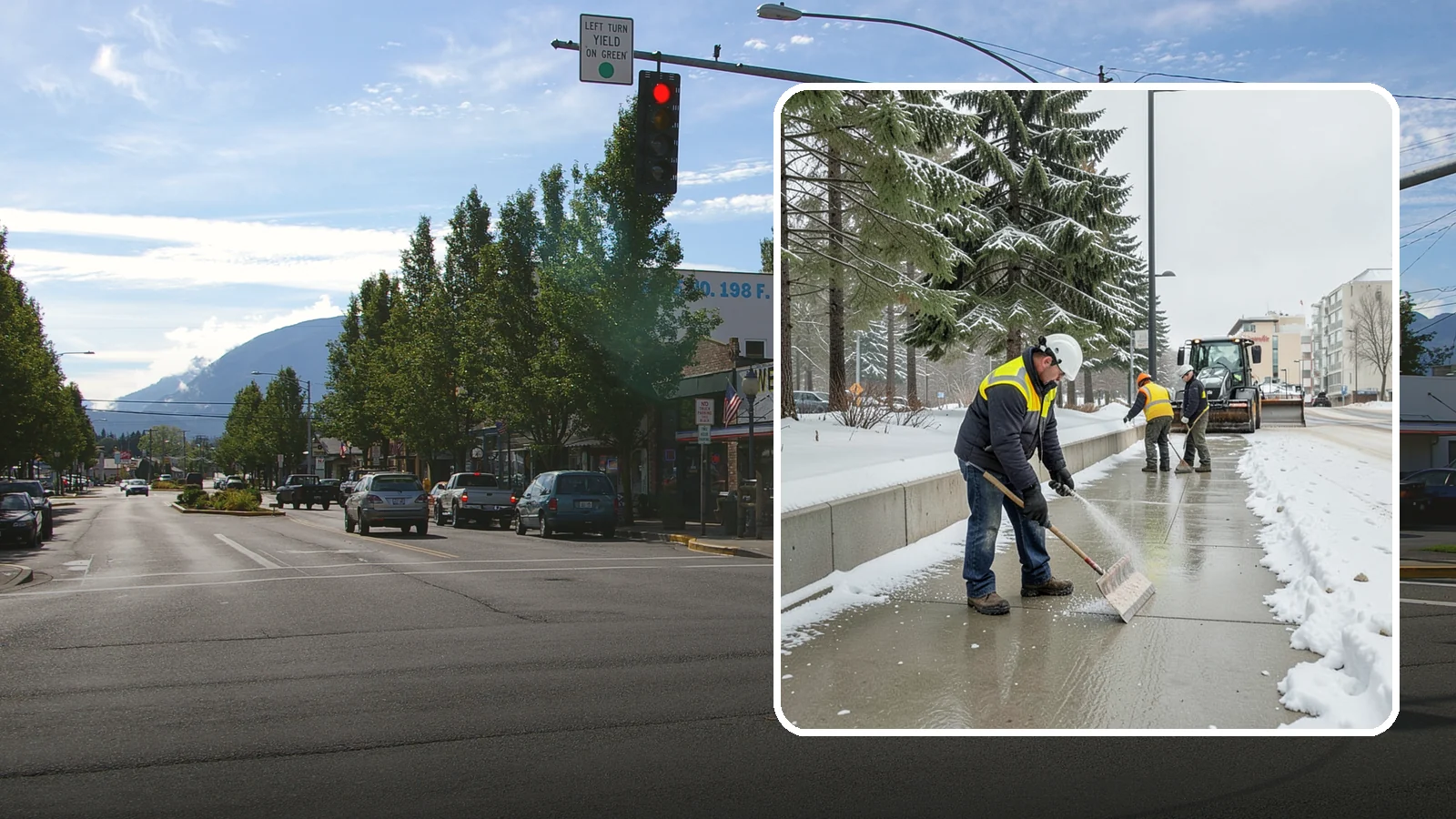 Sidewalk Sanding in North Bend, King County, WA - We sand sidewalks for instant traction when temperatures drop too low for deicers to work.