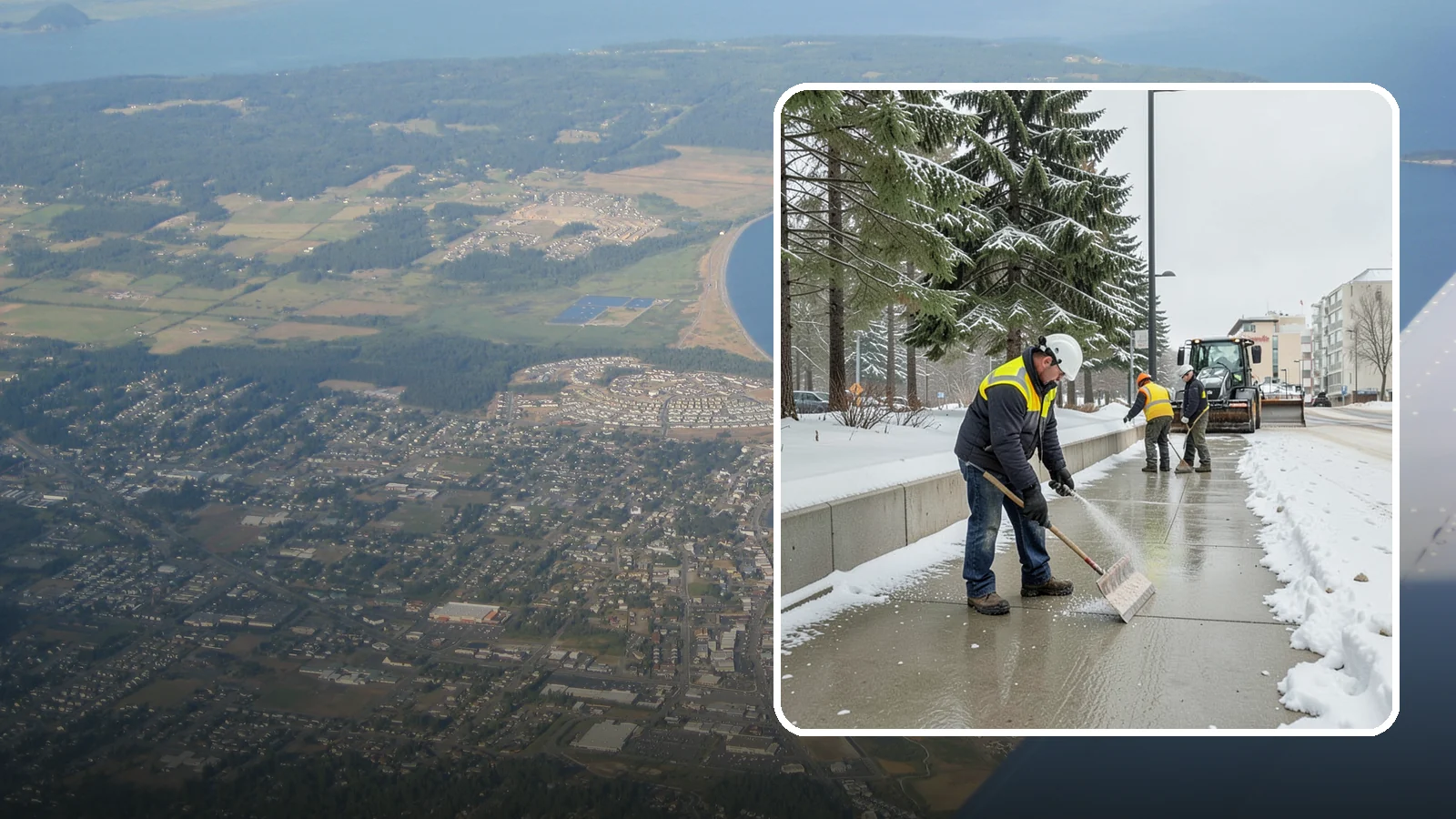 Sidewalk Sanding in Oak Harbor, Island County, WA - We sand sidewalks for instant traction when temperatures drop too low for deicers to work.