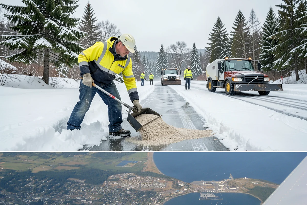 Sidewalk Sanding in Oak Harbor, Island County, WA - Sidewalk sanding is most needed during deep-cold snaps in the heart of winter.