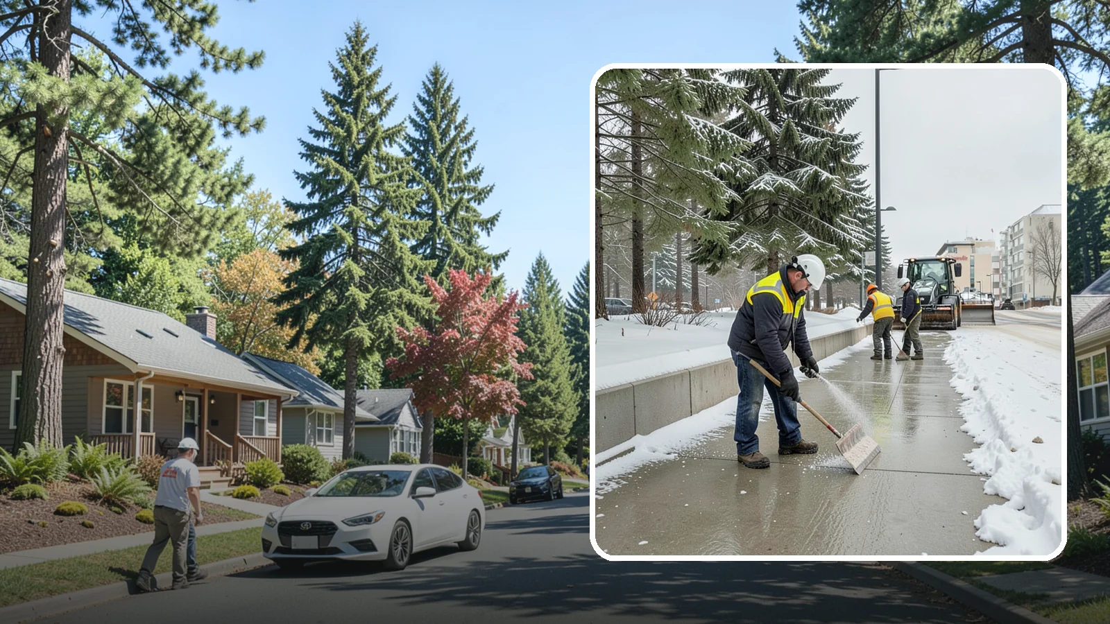 Sidewalk Sanding in Orting, Pierce County, WA - We sand sidewalks for instant traction when temperatures drop too low for deicers to work.