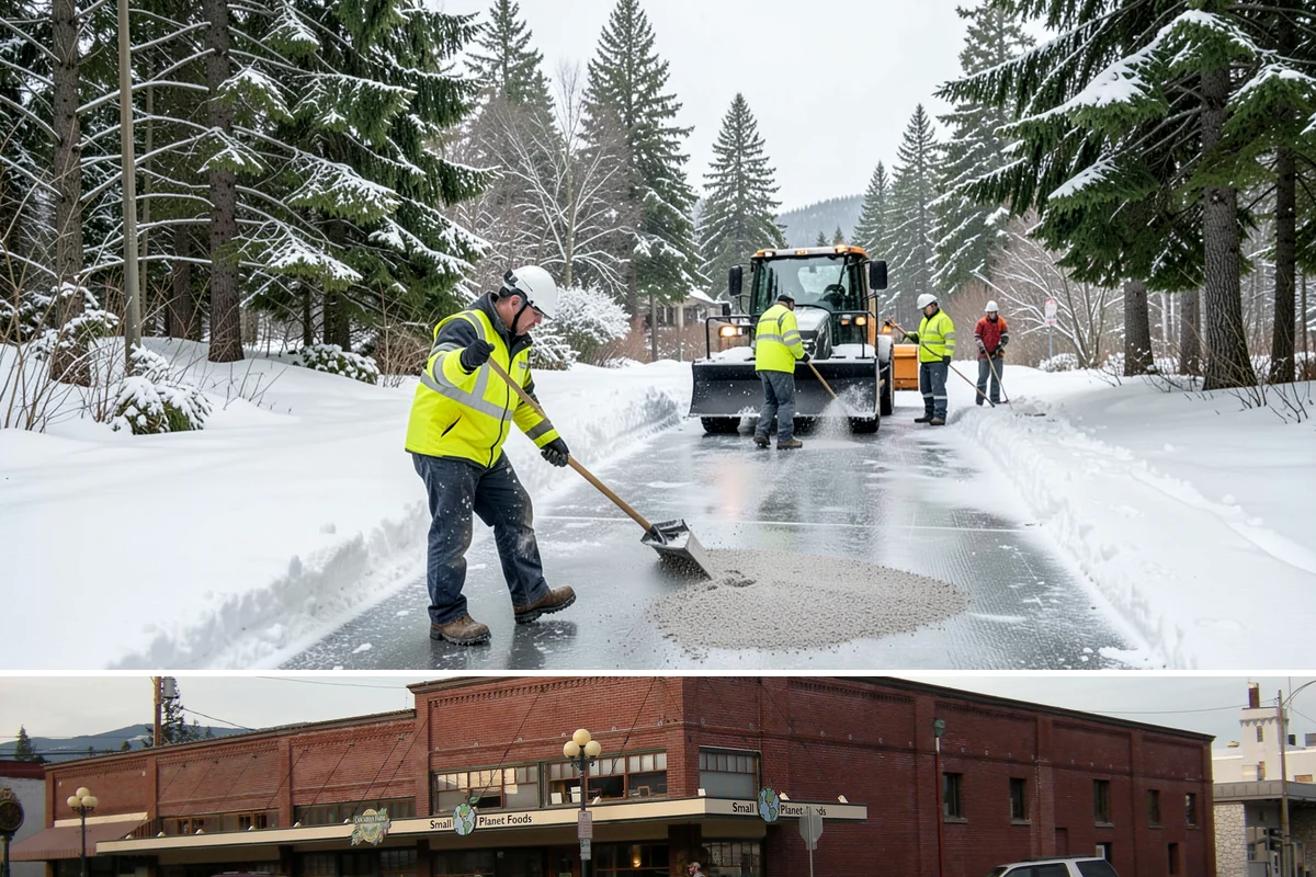 Sidewalk Sanding in Sedro-Woolley, Skagit County, WA - Sidewalk sanding is most needed during deep-cold snaps in the heart of winter.
