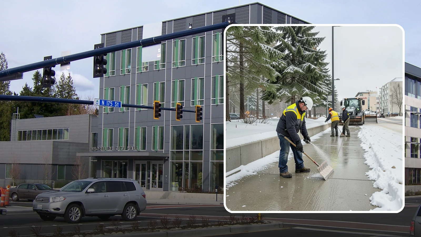 Sidewalk Sanding in Shoreline, King County, WA - We sand sidewalks for instant traction when temperatures drop too low for deicers to work.