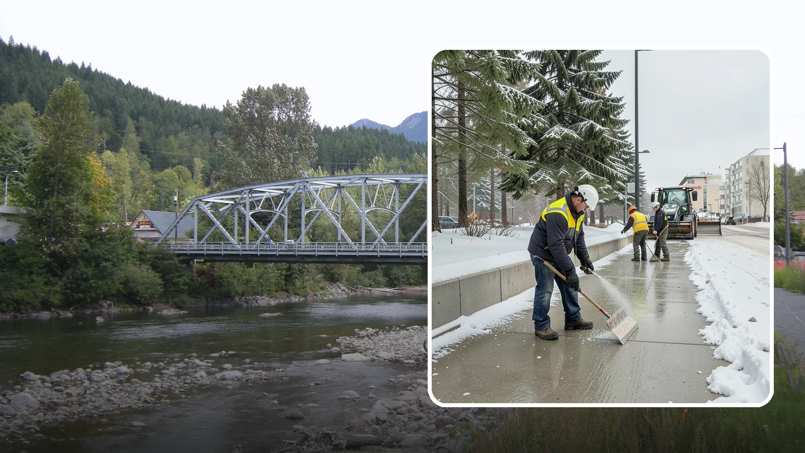 Sidewalk Sanding in Skykomish, King County, WA - We sand sidewalks for instant traction when temperatures drop too low for deicers to work.