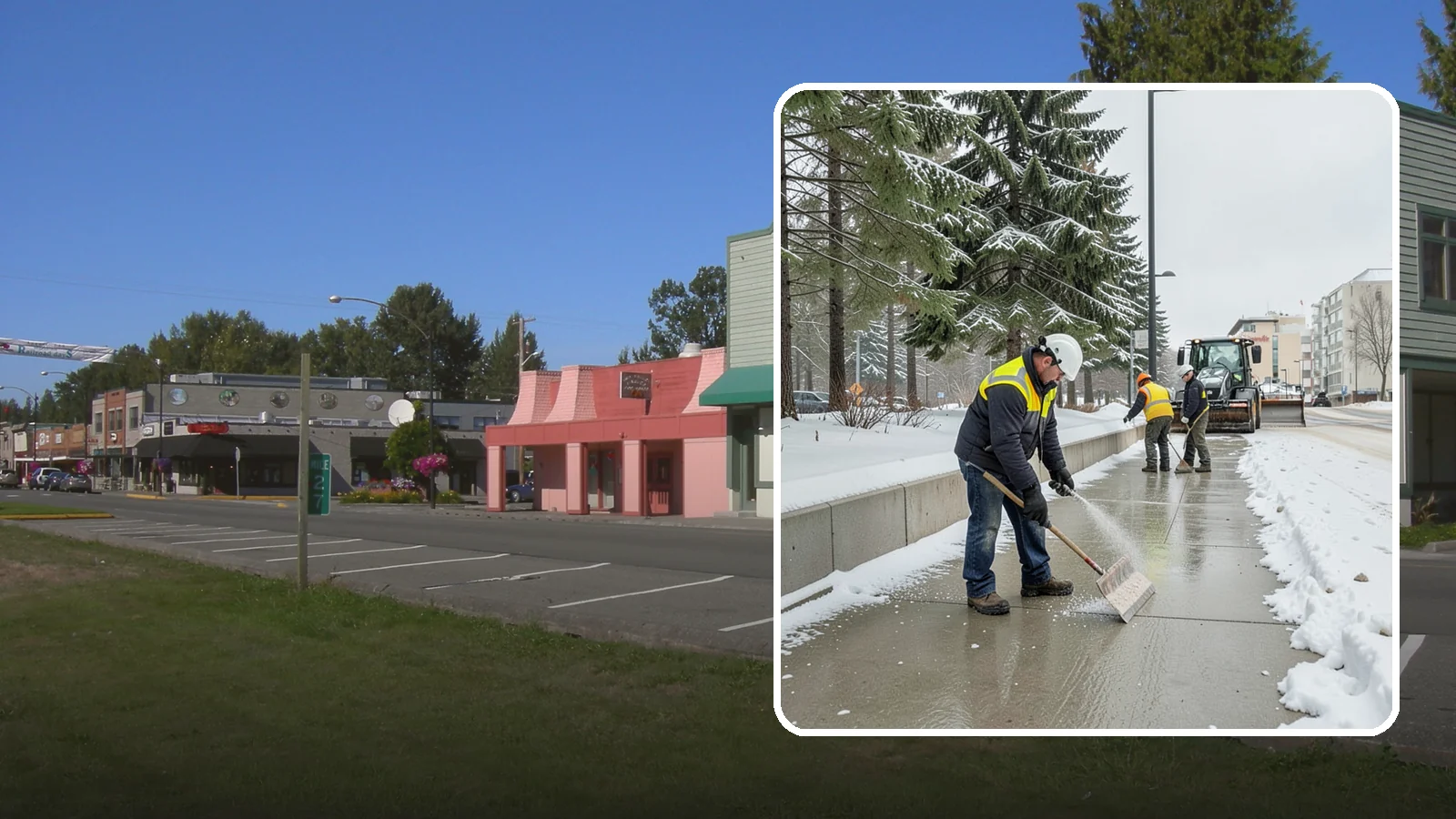 Sidewalk Sanding in Snoqualmie, King County, WA - We sand sidewalks for instant traction when temperatures drop too low for deicers to work.