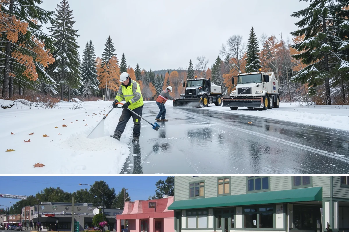 Sidewalk Sanding in Snoqualmie, King County, WA - Sidewalk sanding is most needed during deep-cold snaps in the heart of winter.