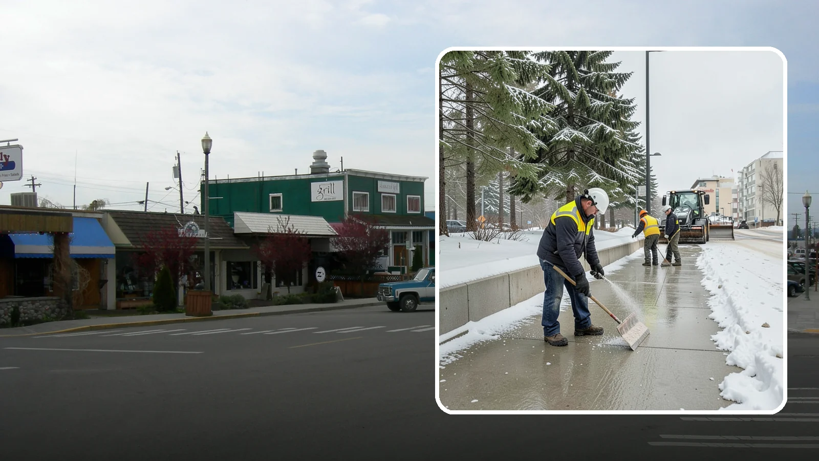 Sidewalk Sanding in Stanwood, Snohomish County, WA - We sand sidewalks for instant traction when temperatures drop too low for deicers to work.