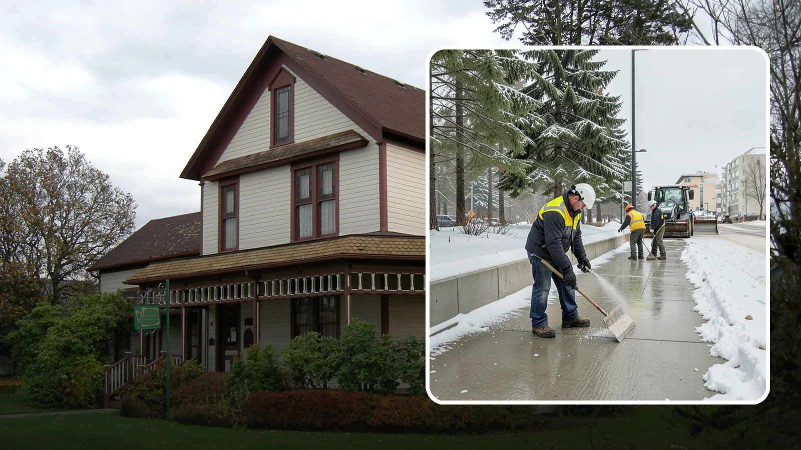 Sidewalk Sanding in Sumner, Pierce County, WA - We sand sidewalks for instant traction when temperatures drop too low for deicers to work.