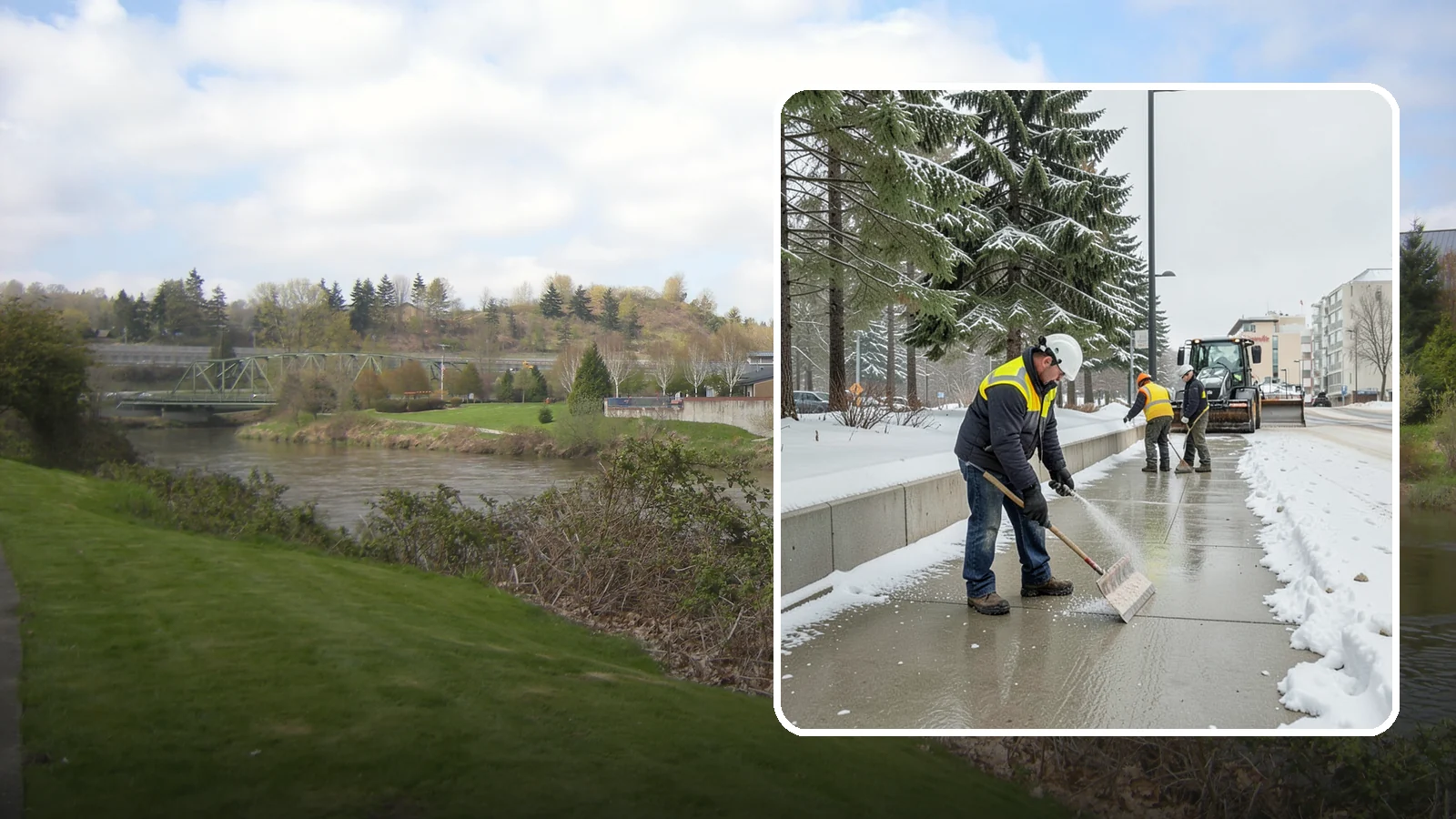 Sidewalk Sanding in Tukwila, King County, WA - We sand sidewalks for instant traction when temperatures drop too low for deicers to work.