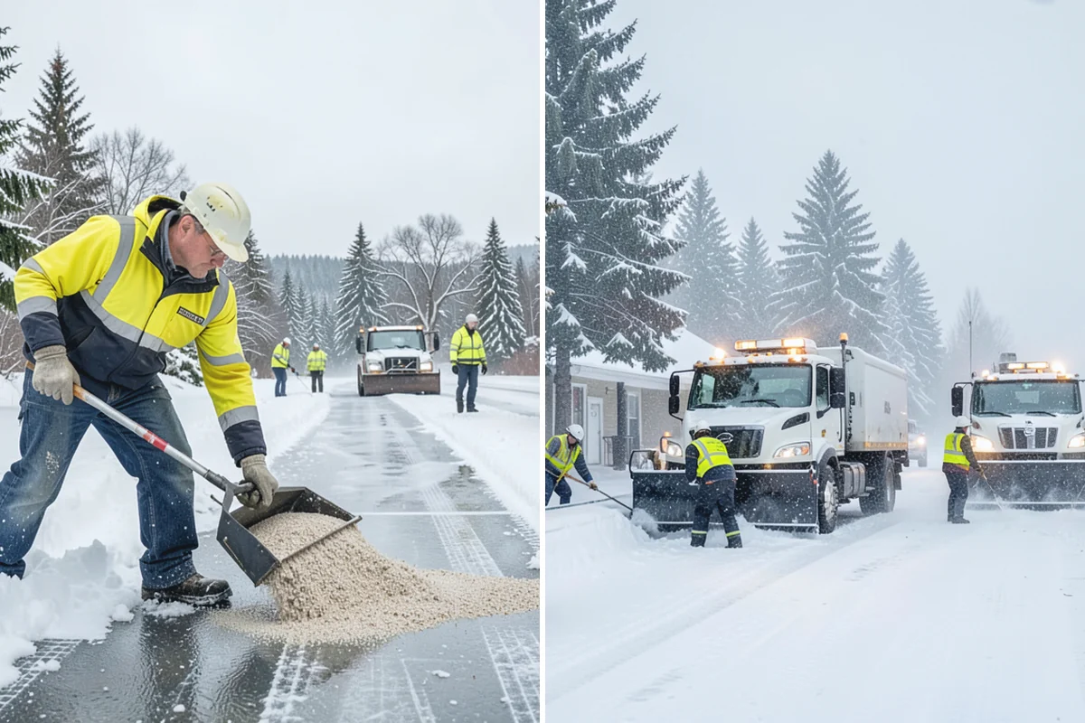 Sidewalk Sanding in Wilkeson, Pierce County, WA - We check pavement temperatures against deicer limits