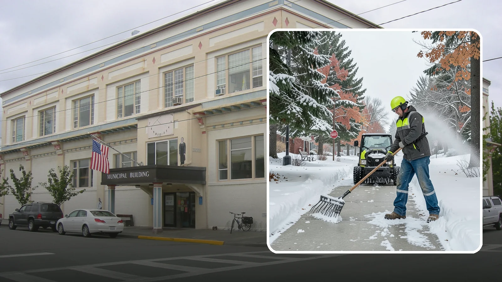 Sidewalk Shoveling in Anacortes, Skagit County, WA - We hand-shovel sidewalks clean and clear so pedestrians have safe, full-width passage.