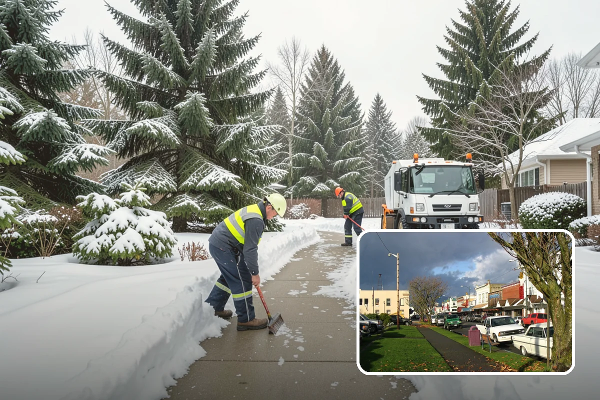 Sidewalk Shoveling in Arlington, Snohomish County, WA - Full-width clearing to the concrete