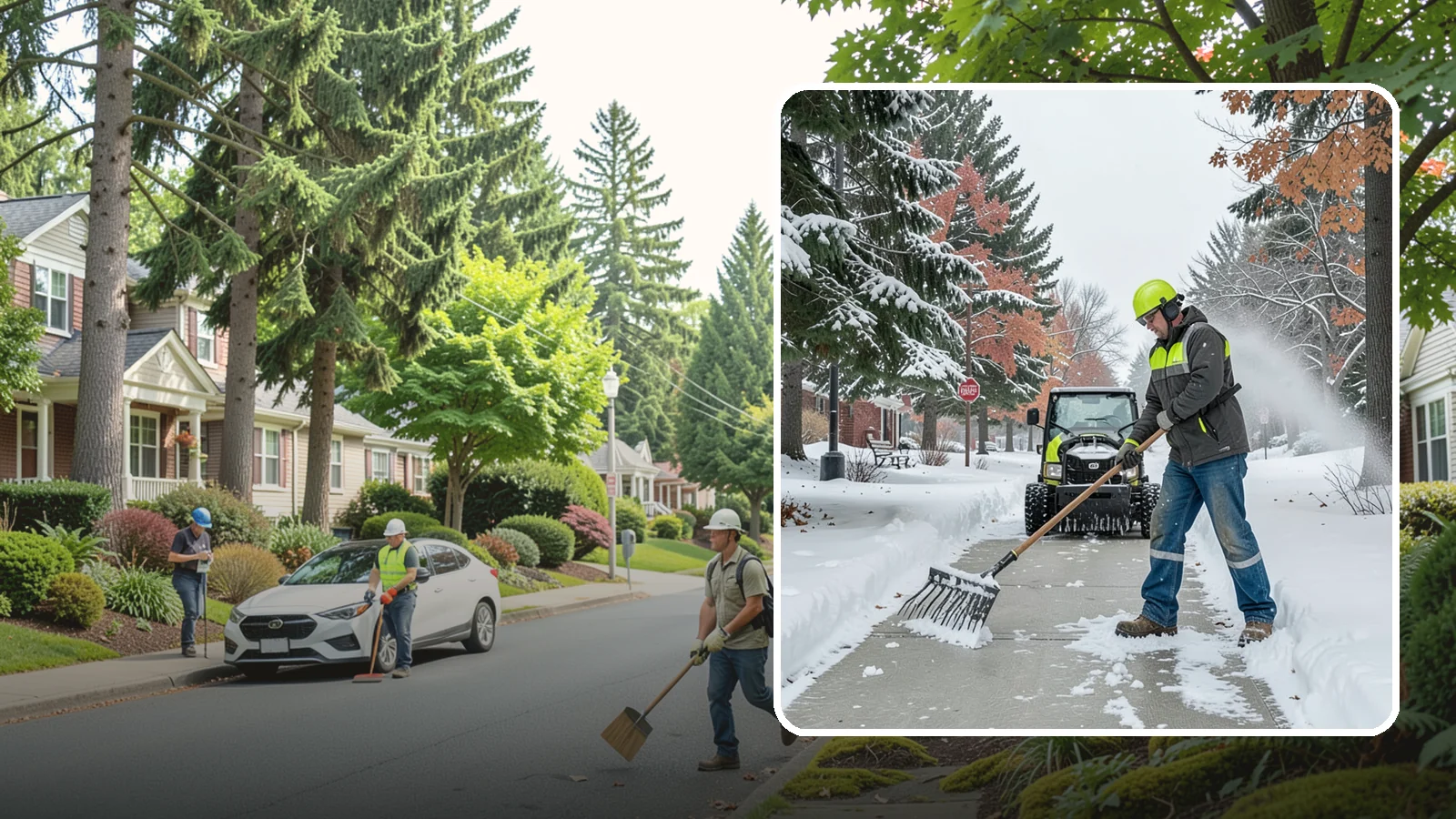 Sidewalk Shoveling in Beaux Arts Village, King County, WA - We hand-shovel sidewalks clean and clear so pedestrians have safe, full-width passage.