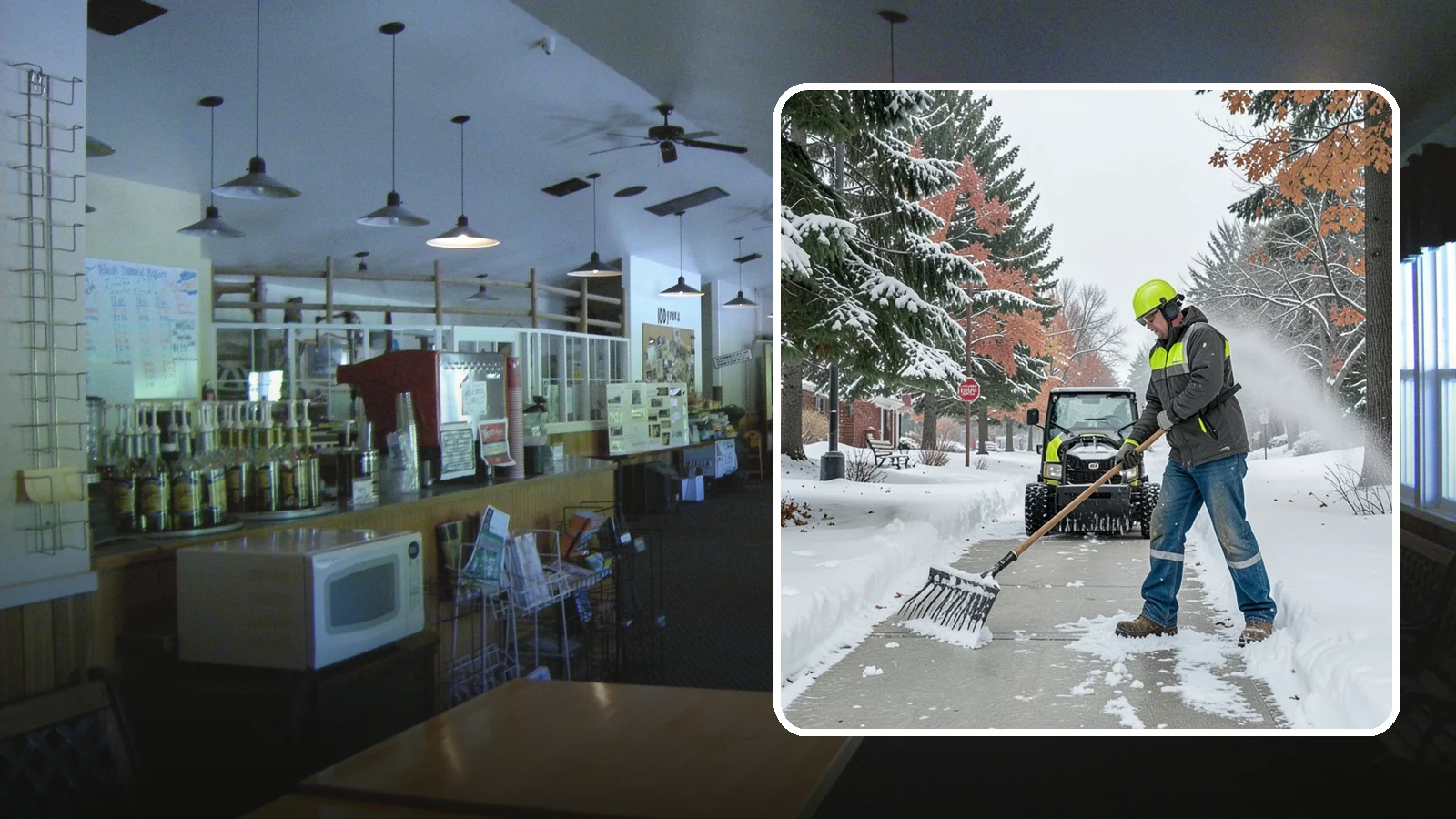 Sidewalk Shoveling in Black Diamond, King County, WA - We hand-shovel sidewalks clean and clear so pedestrians have safe, full-width passage.