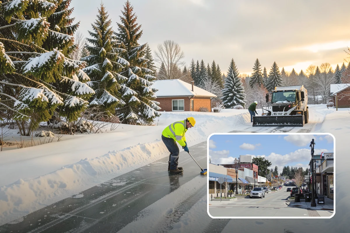 Sidewalk Shoveling in Bothell, King County, WA - Full-width clearing to the concrete