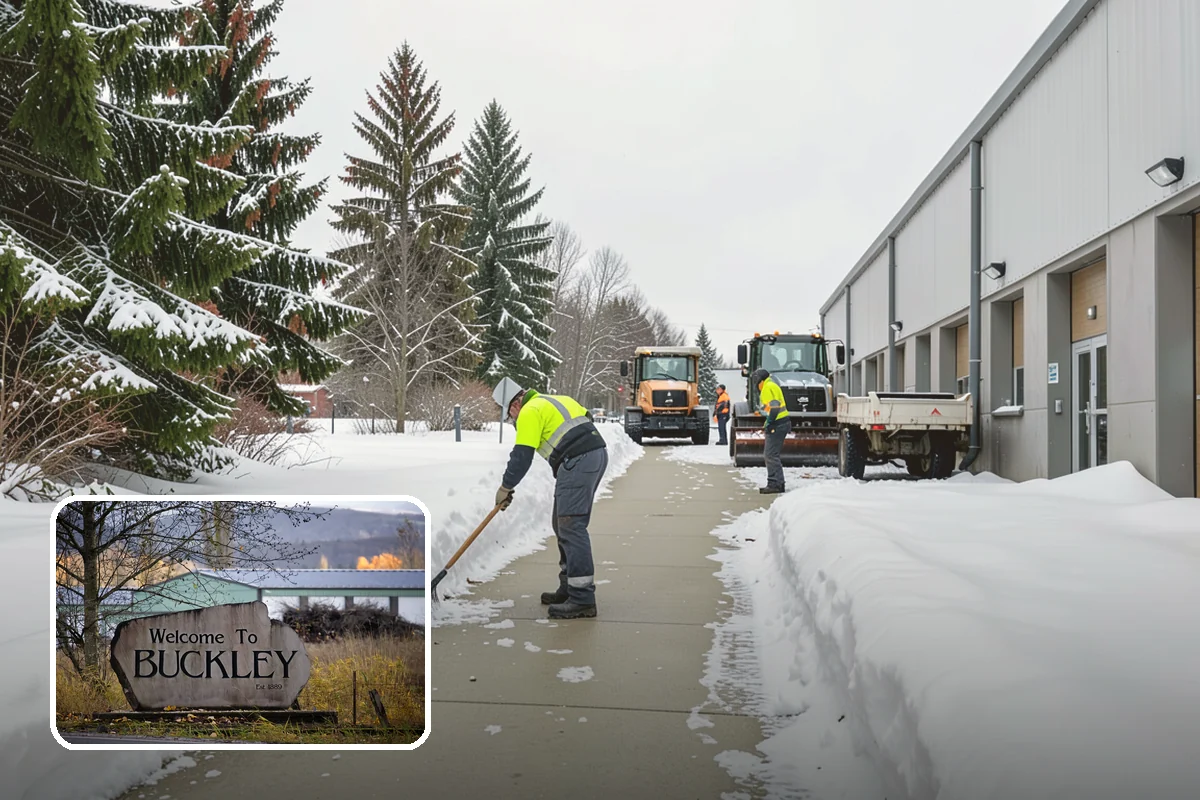 Sidewalk Shoveling in Buckley, Pierce County, WA - Full-width clearing to the concrete