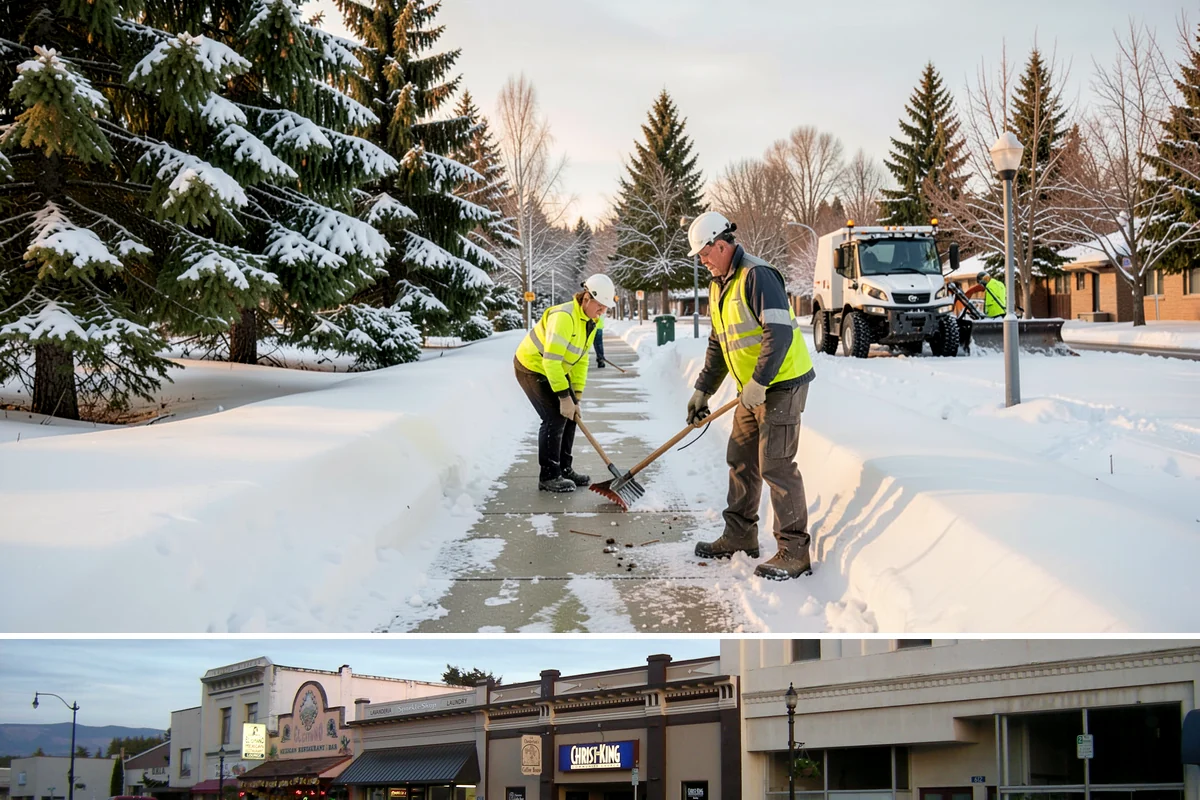 Sidewalk Shoveling in Burlington, Skagit County, WA - Sidewalk shoveling follows every snowfall through the winter months.
