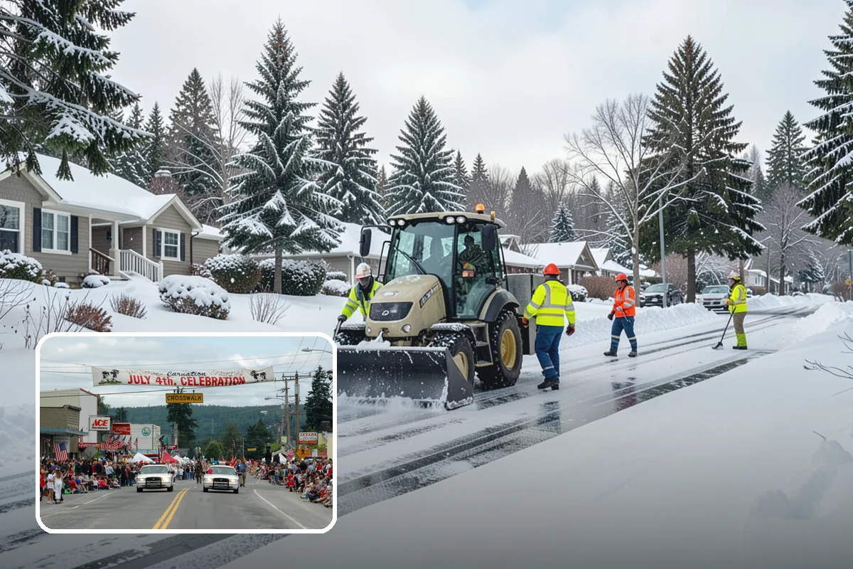 Sidewalk Shoveling in Carnation, King County, WA - Full-width clearing to the concrete