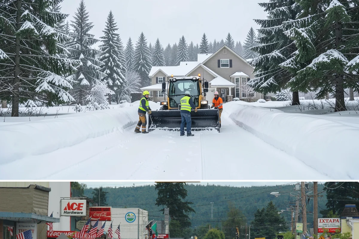 Sidewalk Shoveling in Carnation, King County, WA - Sidewalk shoveling follows every snowfall through the winter months.