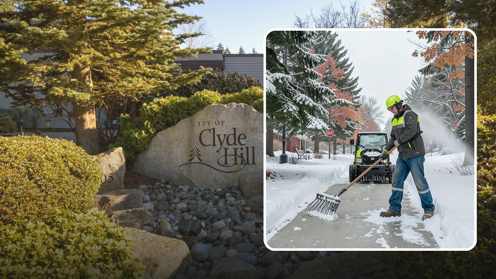 Sidewalk Shoveling in Clyde Hill, King County, WA - We hand-shovel sidewalks clean and clear so pedestrians have safe, full-width passage.
