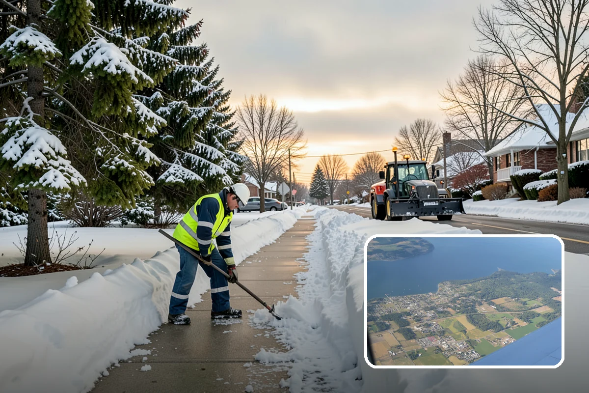 Sidewalk Shoveling in Coupeville, Island County, WA - Full-width clearing to the concrete