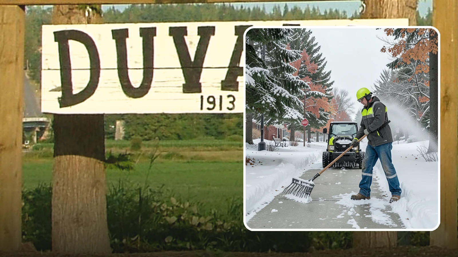 Sidewalk Shoveling in Duvall, King County, WA - We hand-shovel sidewalks clean and clear so pedestrians have safe, full-width passage.