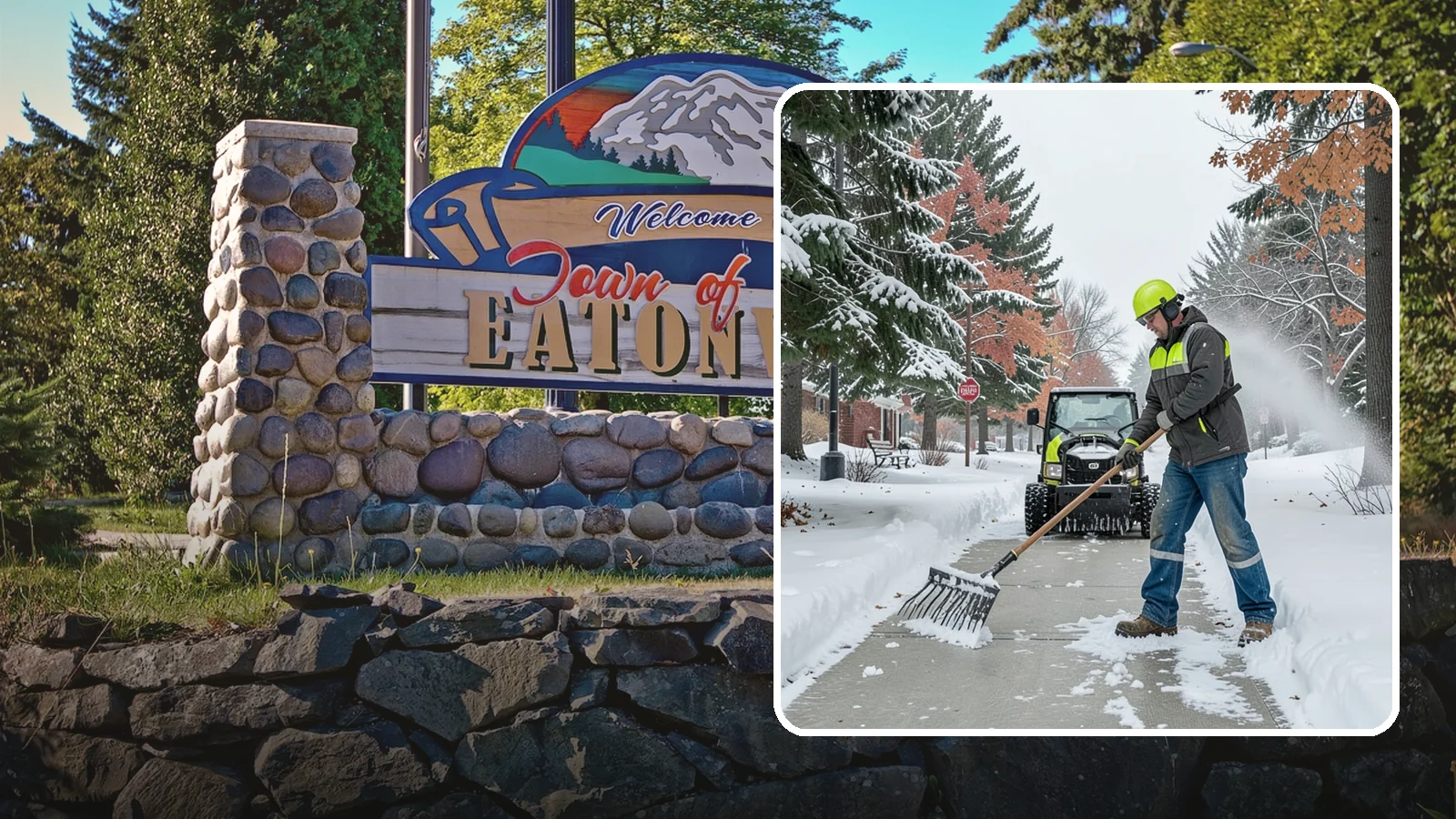 Sidewalk Shoveling in Eatonville, Pierce County, WA - We hand-shovel sidewalks clean and clear so pedestrians have safe, full-width passage.