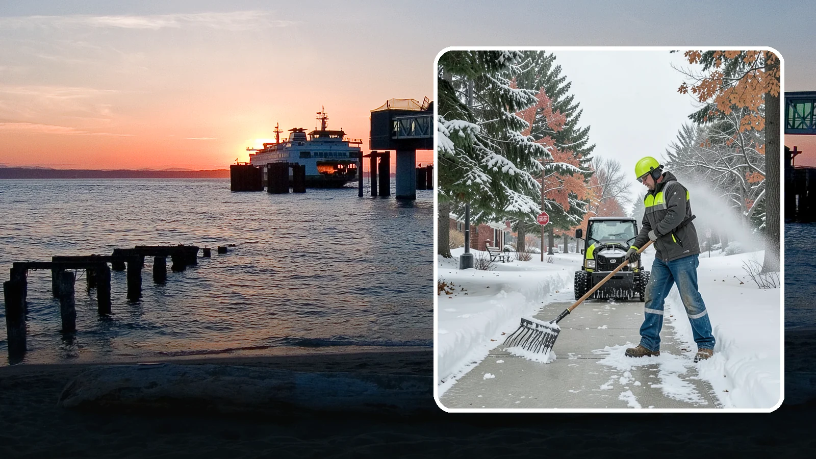 Sidewalk Shoveling in Edmonds, Snohomish County, WA - We hand-shovel sidewalks clean and clear so pedestrians have safe, full-width passage.