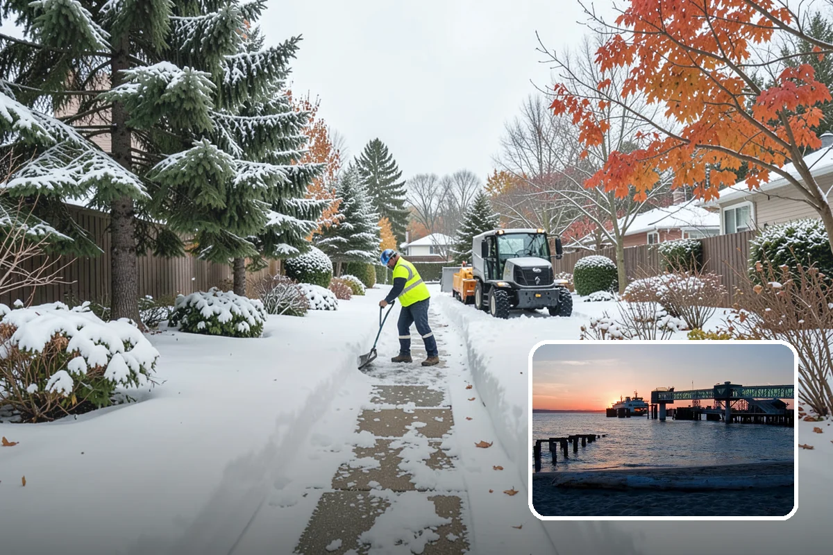 Sidewalk Shoveling in Edmonds, Snohomish County, WA - Full-width clearing to the concrete