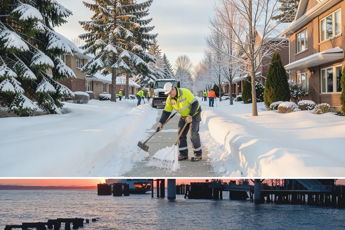 Sidewalk Shoveling in Edmonds, Snohomish County, WA - Sidewalk shoveling follows every snowfall through the winter months.