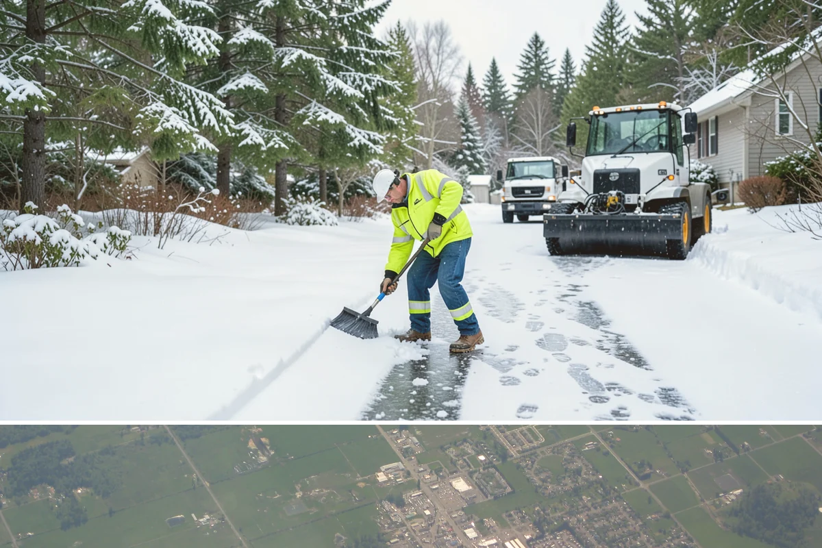 Sidewalk Shoveling in Enumclaw, King County, WA - Sidewalk shoveling follows every snowfall through the winter months.