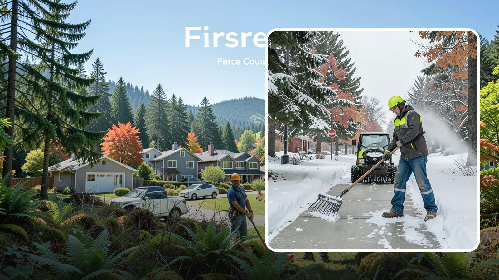 Sidewalk Shoveling in Fircrest, Pierce County, WA - We hand-shovel sidewalks clean and clear so pedestrians have safe, full-width passage.