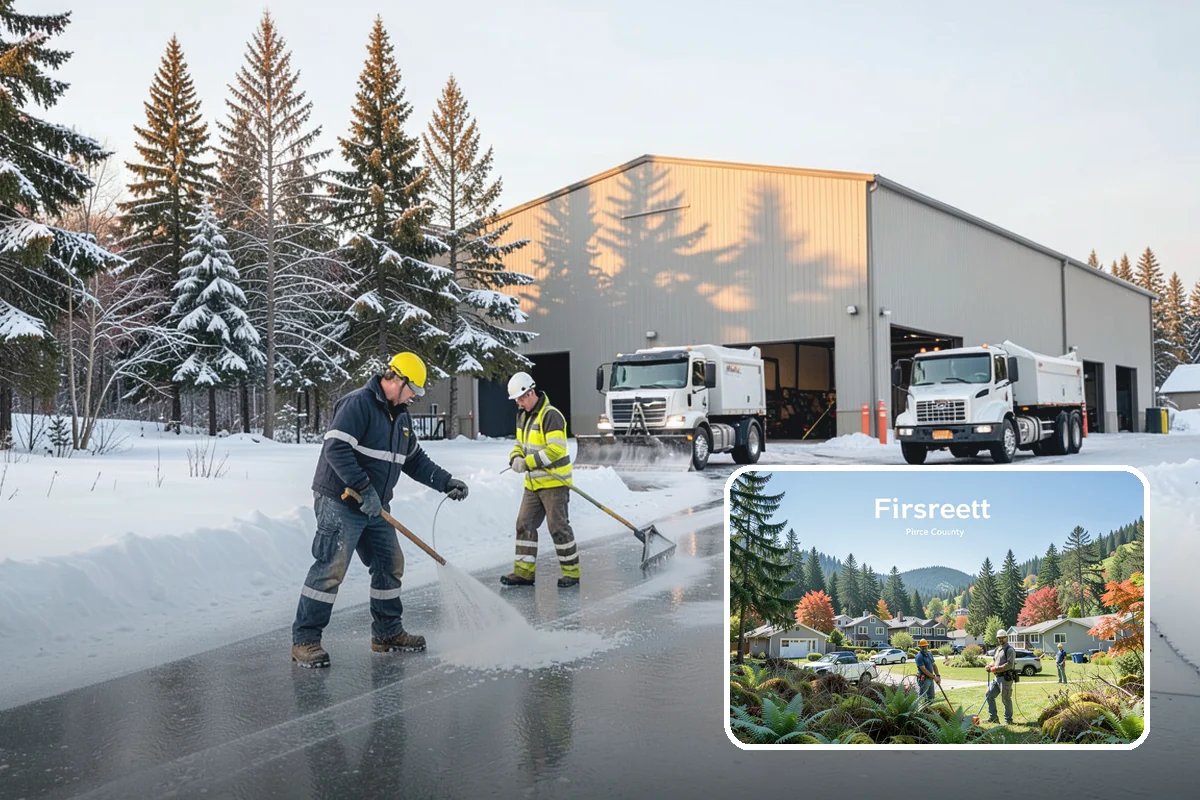 Sidewalk Shoveling in Fircrest, Pierce County, WA - Full-width clearing to the concrete