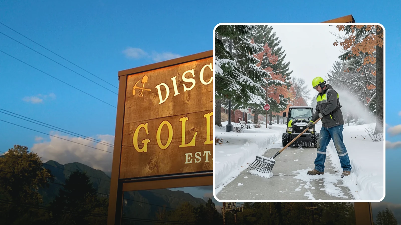 Sidewalk Shoveling in Gold Bar, Snohomish County, WA - We hand-shovel sidewalks clean and clear so pedestrians have safe, full-width passage.