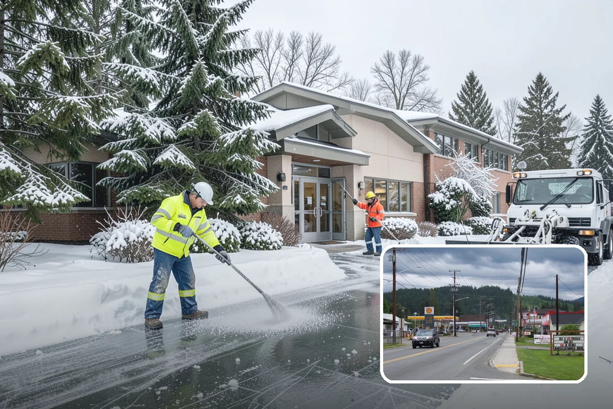 Sidewalk Shoveling in Granite Falls, Snohomish County, WA - Full-width clearing to the concrete