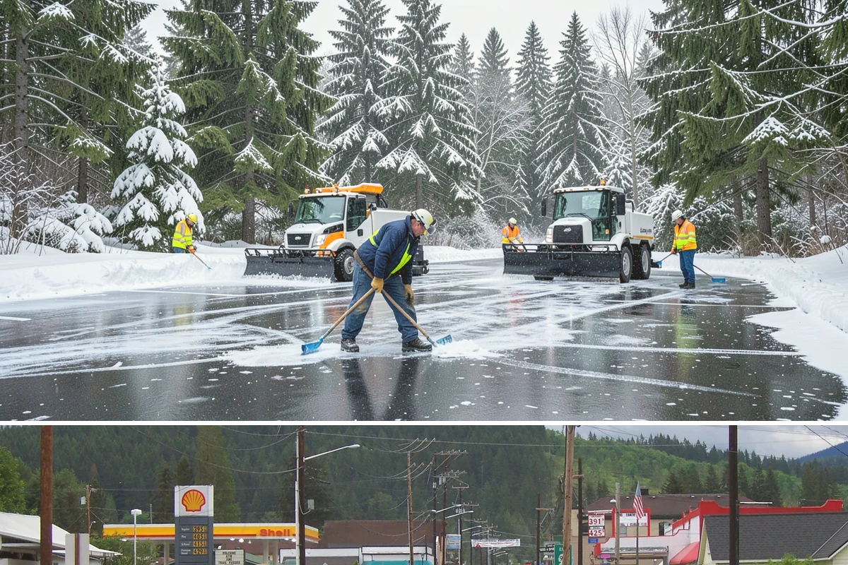 Sidewalk Shoveling in Granite Falls, Snohomish County, WA - Sidewalk shoveling follows every snowfall through the winter months.