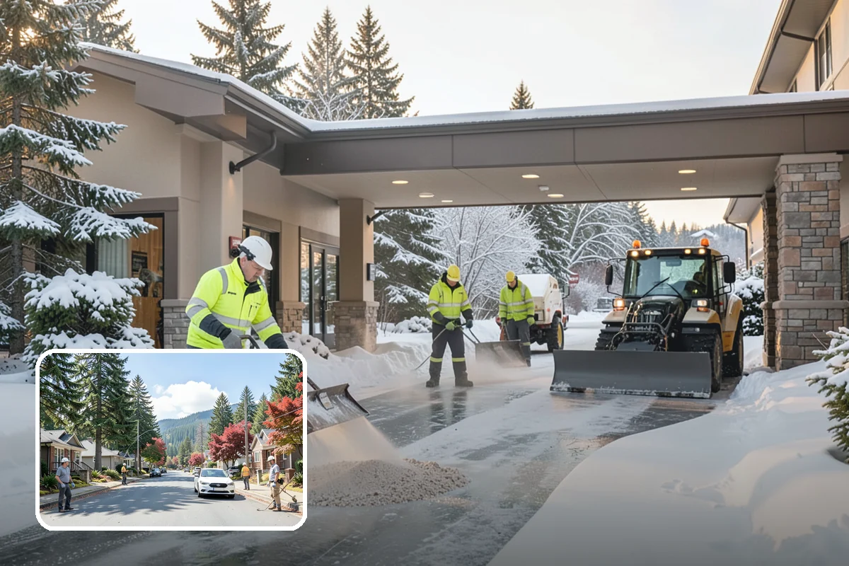 Sidewalk Shoveling in Hunts Point, King County, WA - Full-width clearing to the concrete